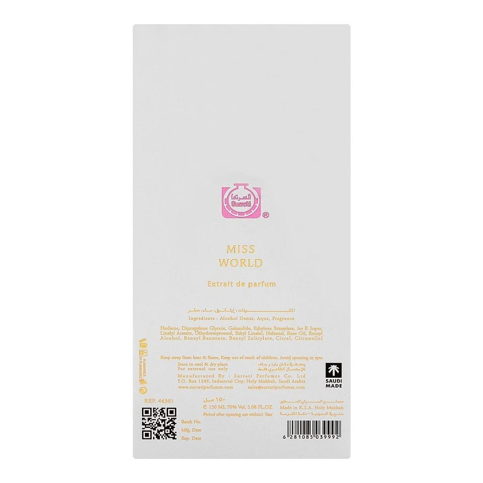 Surrati Miss World Extrait De Parfum 150ml Women’s Perfume Long Lasting Scent