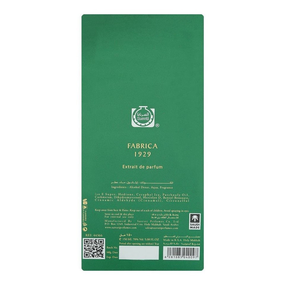 Surrati Fabrica 1929 Extrait de Parfum 150ml Luxury Unisex Perfume Gift Box