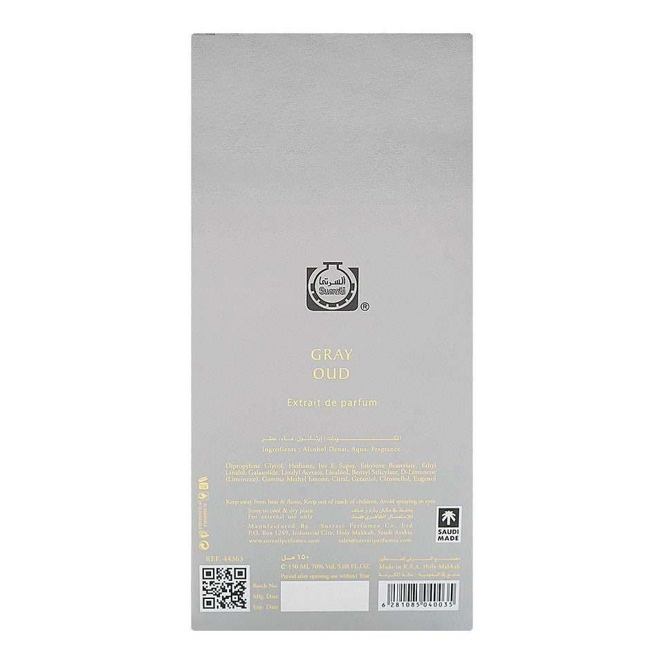 Surrati Gray Oud Extrait De Parfum 150ml Unisex Eau De Perfume Long Lasting KSA