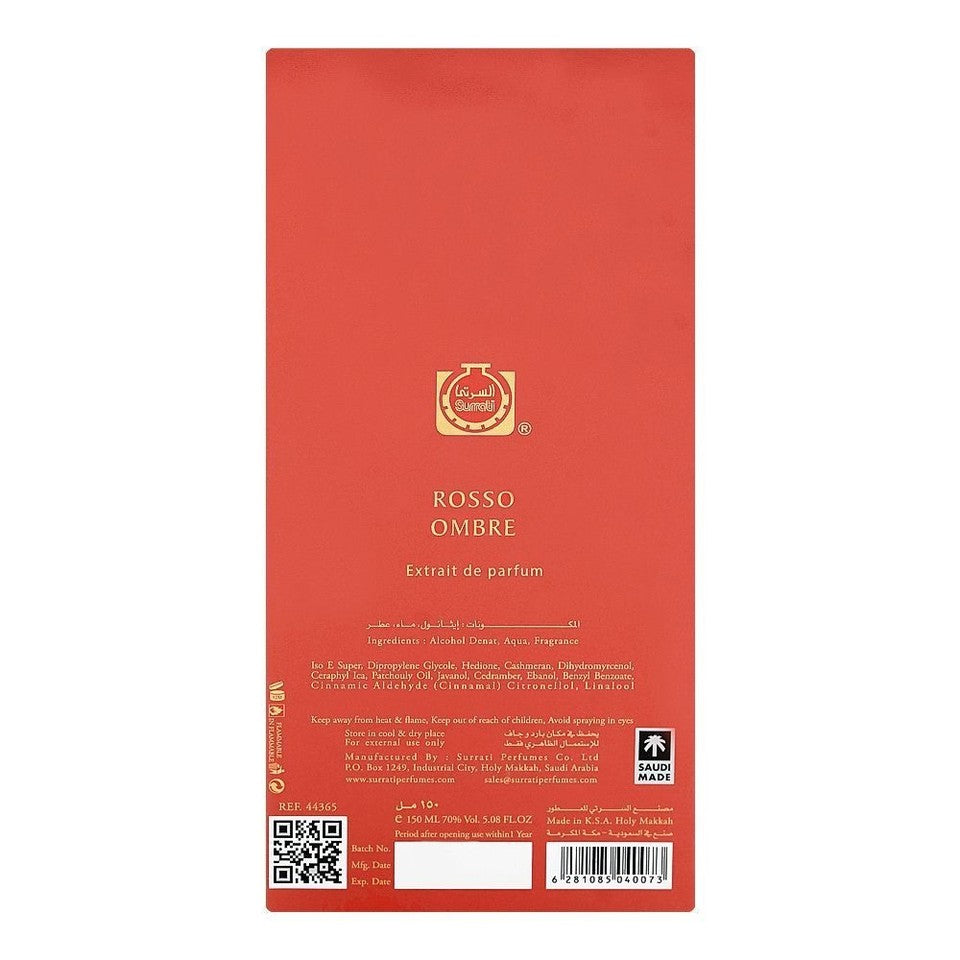 Surrati Rosso Ombre Extrait de Parfum 150ml Luxury Unisex Perfume Gift Box