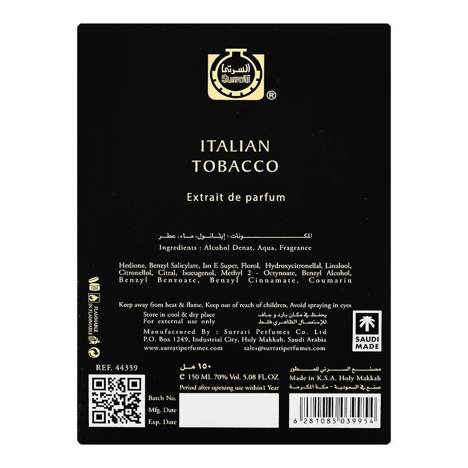 Surrati Italian Tobacco Extrait de Parfum 150ml – Timeless, Warm & Luxurious